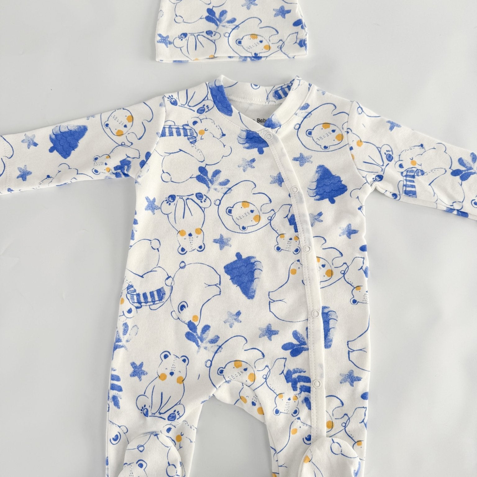 Salopeta baiat alba cu ursuleti - Botez bebelusi