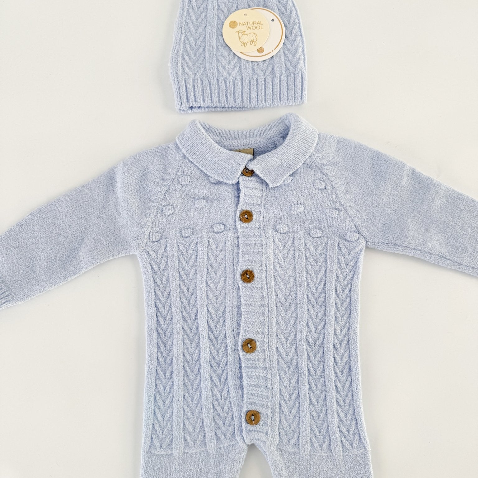 Salopeta baiat albastra cu caciulita - Botez bebelusi