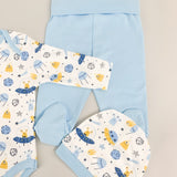 Salopeta baiat albastra cu OZN - uri - 3 piese - Botez bebelusi