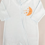 Salopeta baiat albastra cu stelute si luna - 2 piese - Botez bebelusi