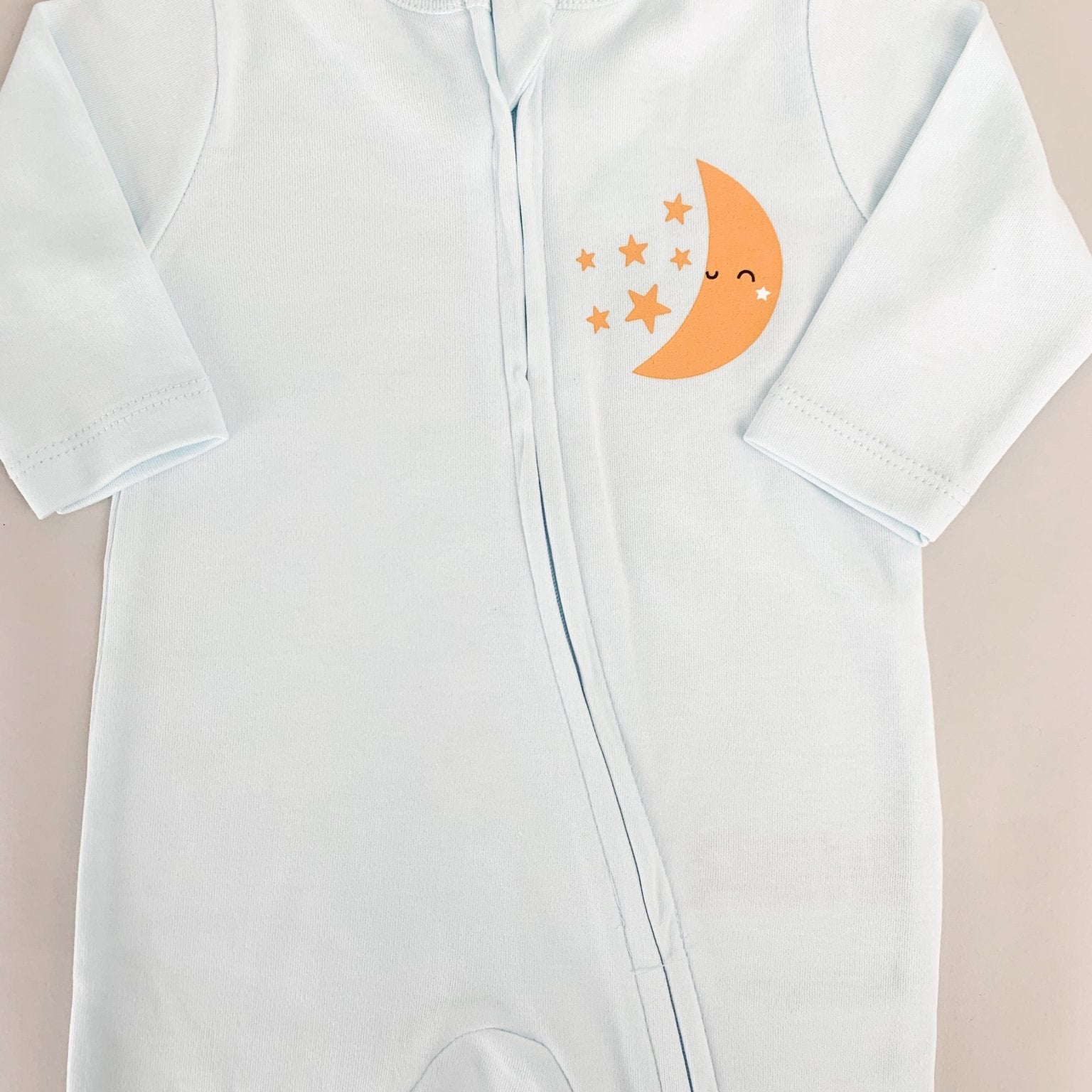 Salopeta baiat albastra cu stelute si luna - 2 piese - Botez bebelusi