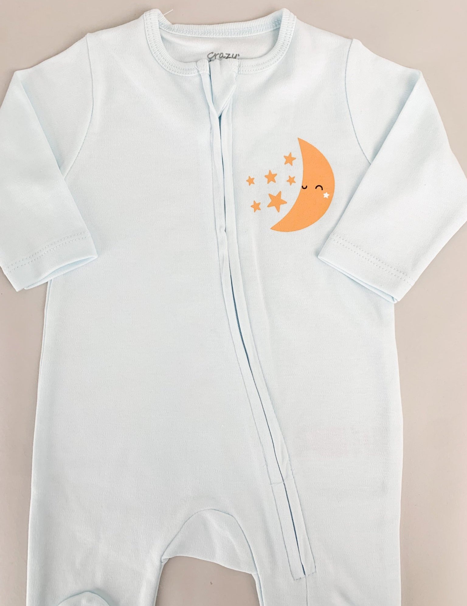 Salopeta baiat albastra cu stelute si luna - 2 piese - Botez bebelusi