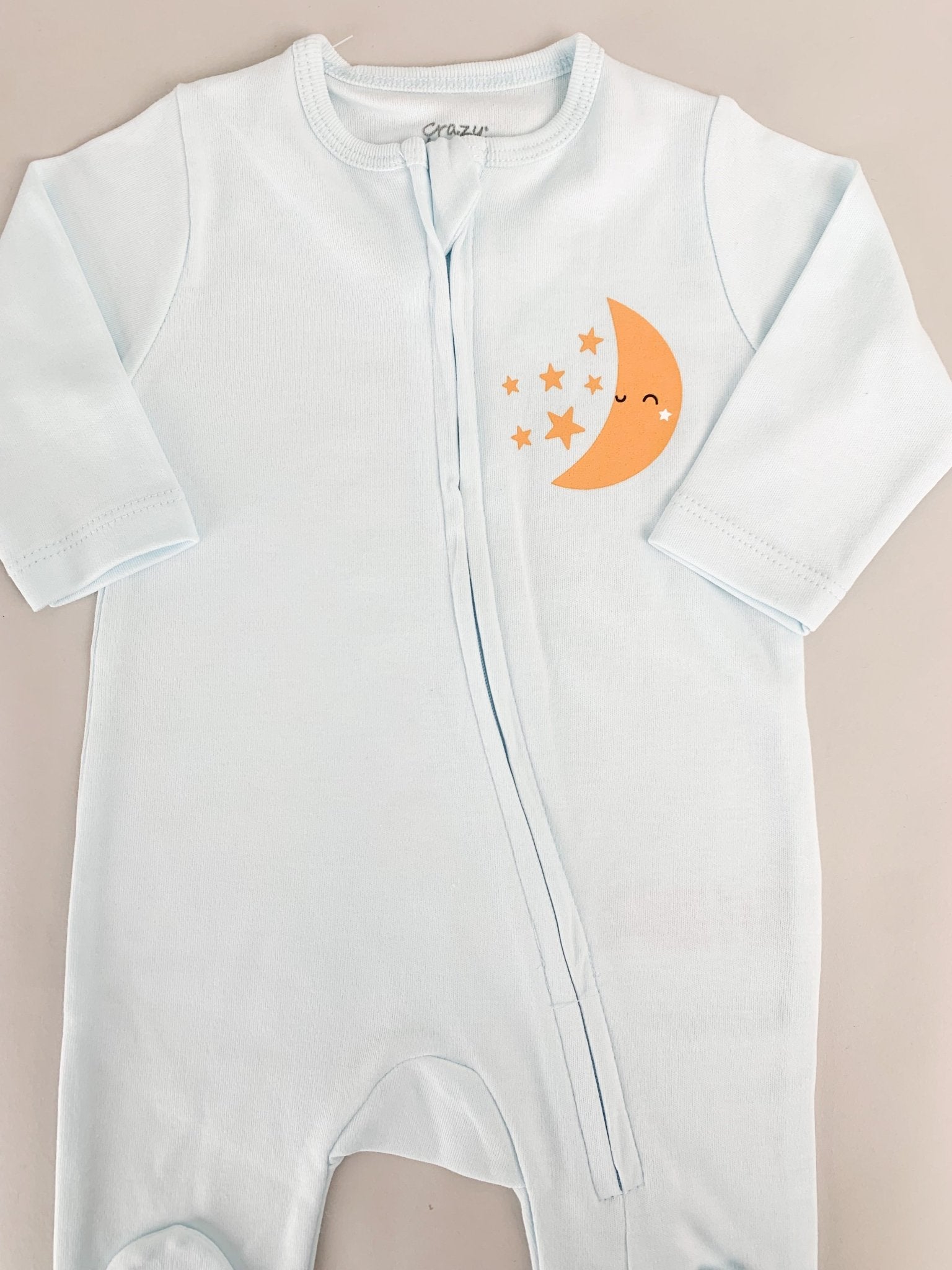 Salopeta baiat albastra cu stelute si luna - 2 piese - Botez bebelusi