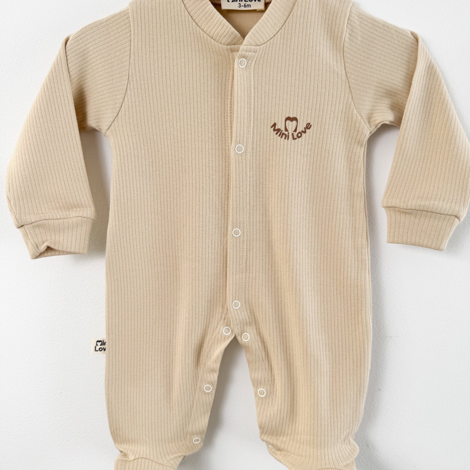 Salopeta baiat crem logo mini love - Botez bebelusi