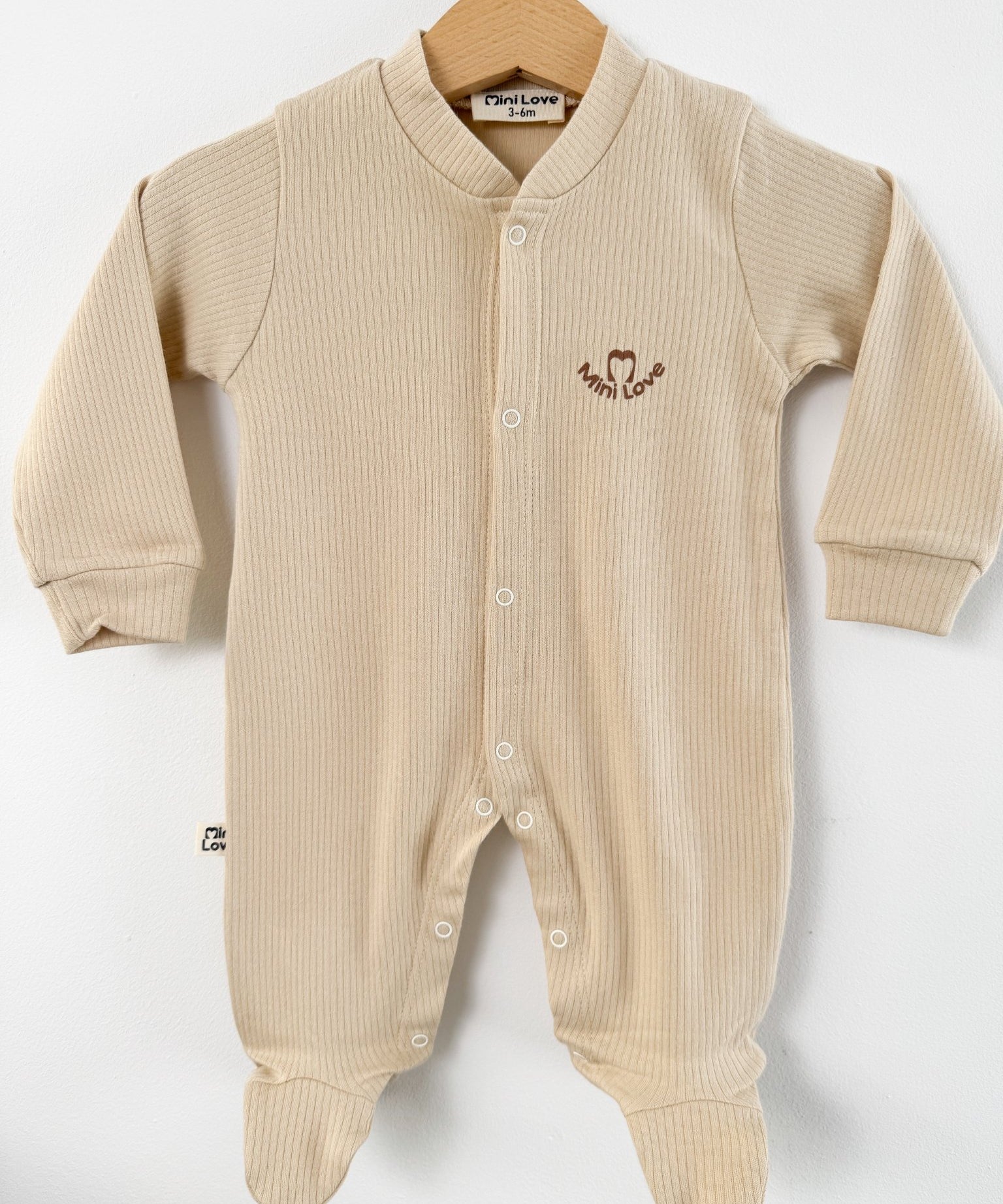 Salopeta baiat crem logo mini love - Botez bebelusi