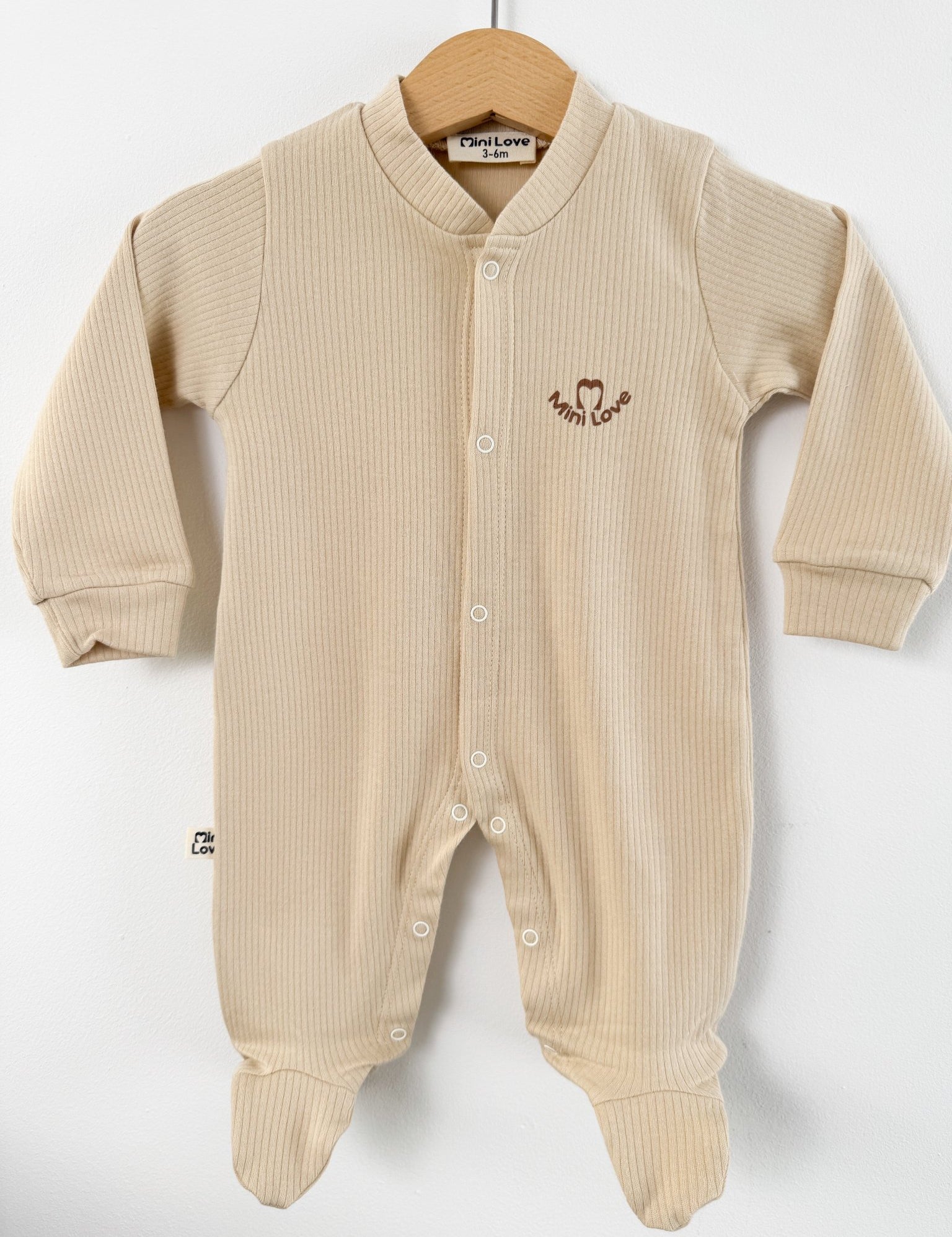 Salopeta baiat crem logo mini love - Botez bebelusi