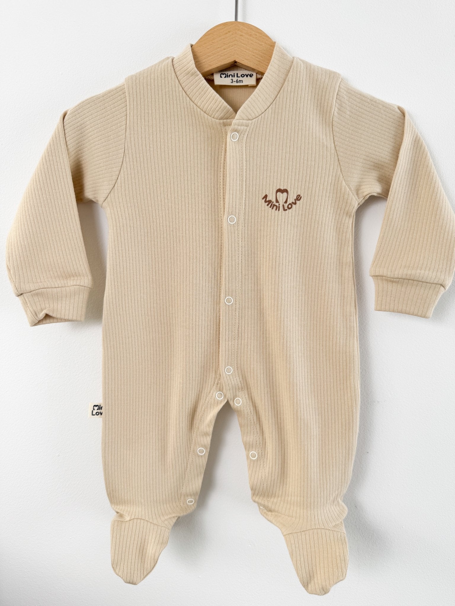 Salopeta baiat crem logo mini love - Botez bebelusi