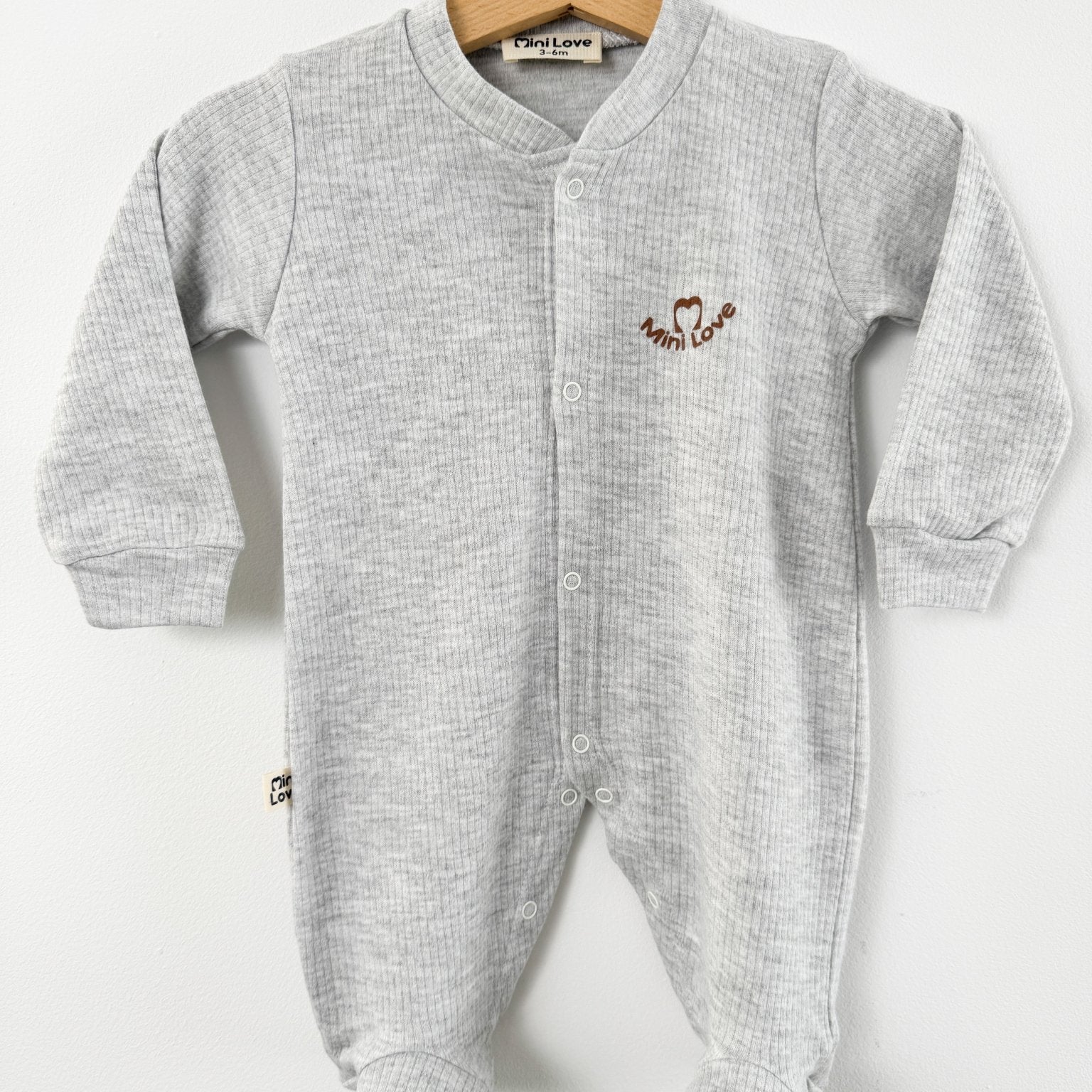 Salopeta baiat gri logo mini love - Botez bebelusi