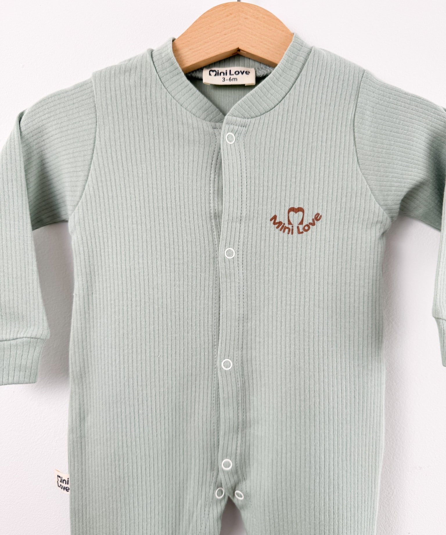 Salopeta baiat verde logo mini love - Botez bebelusi