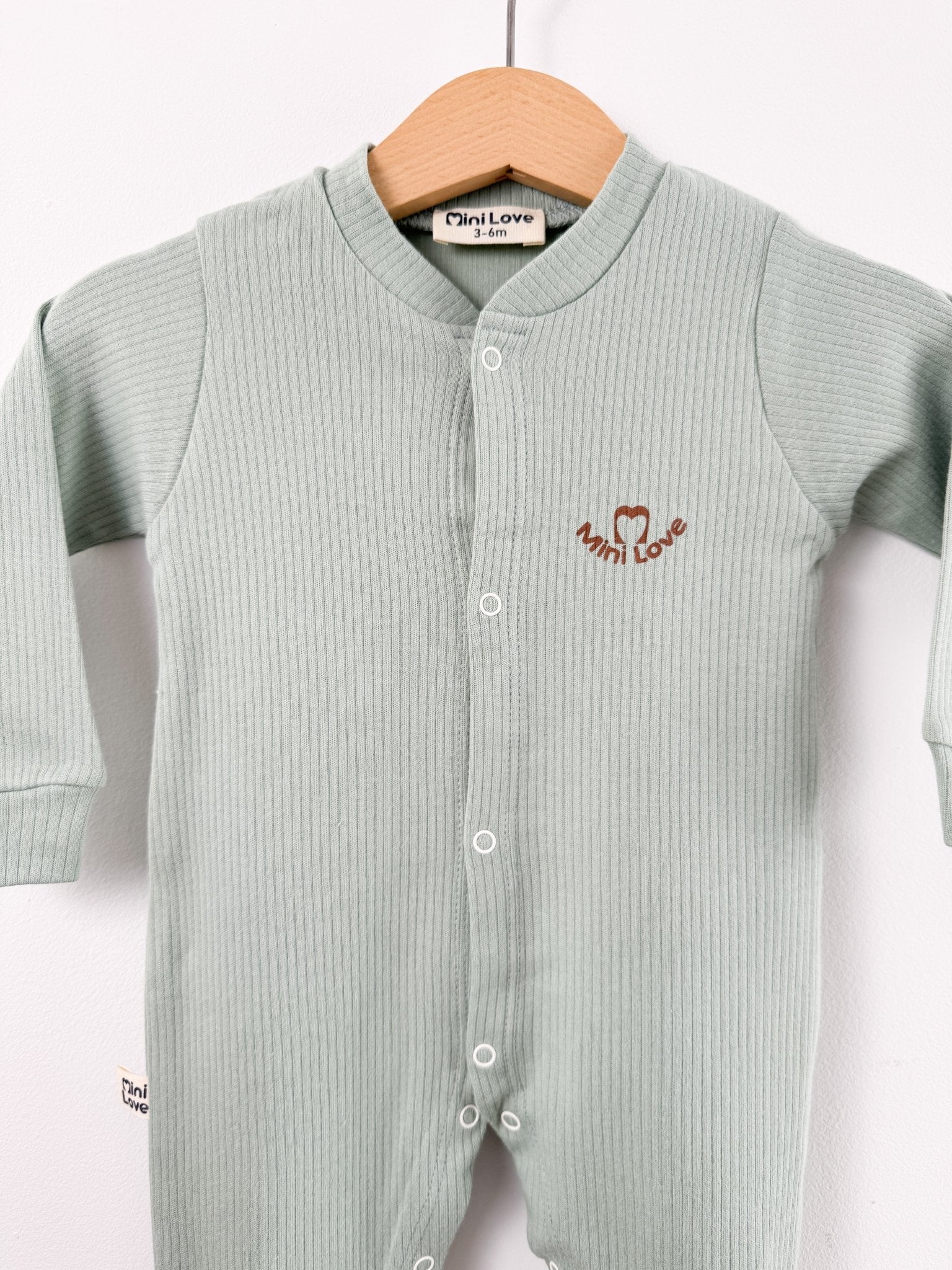 Salopeta baiat verde logo mini love - Botez bebelusi