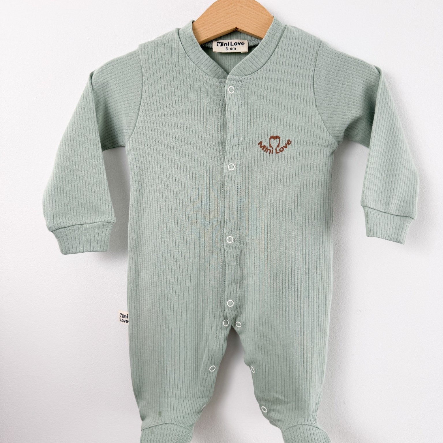 Salopeta baiat verde logo mini love - Botez bebelusi