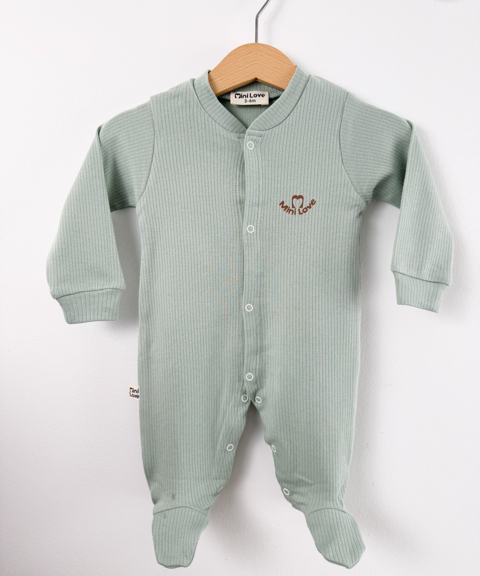 Salopeta baiat verde logo mini love - Botez bebelusi