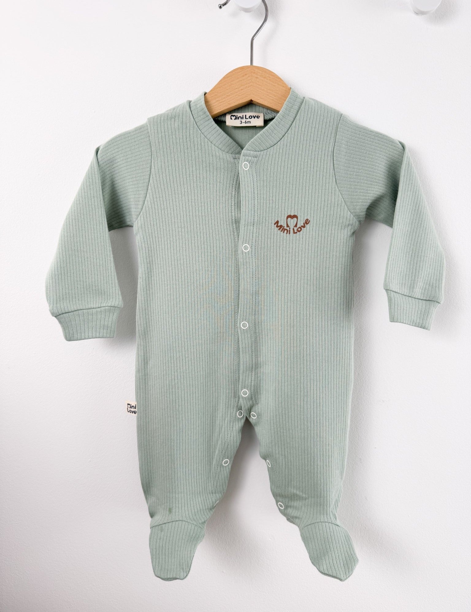 Salopeta baiat verde logo mini love - Botez bebelusi