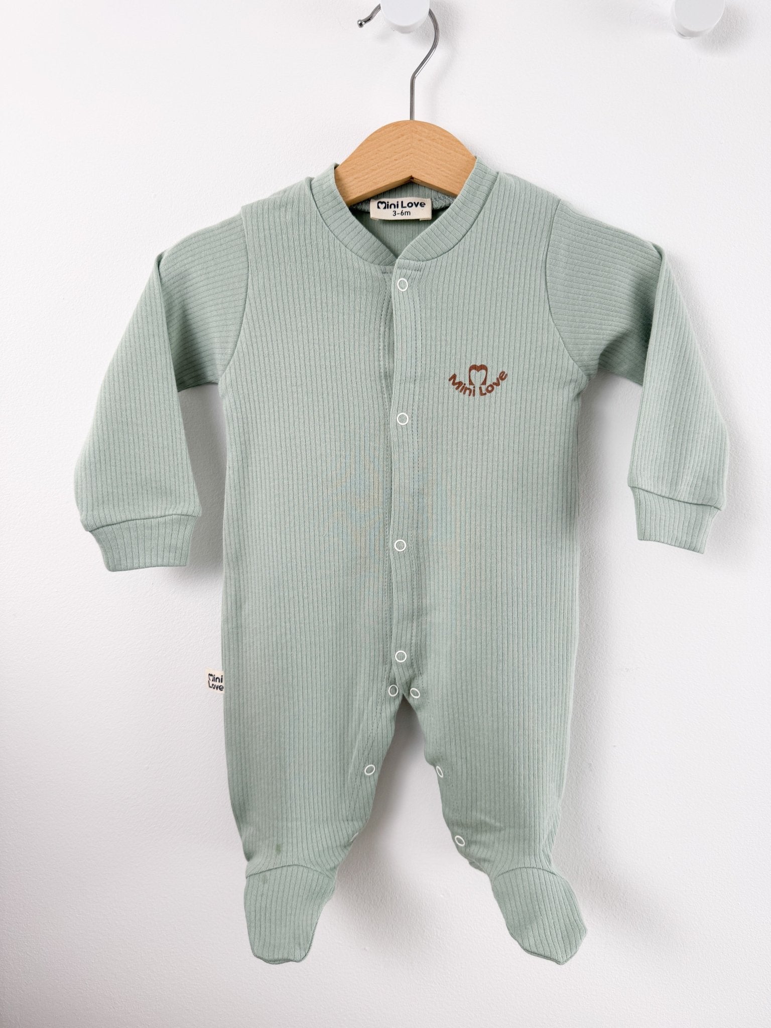 Salopeta baiat verde logo mini love - Botez bebelusi