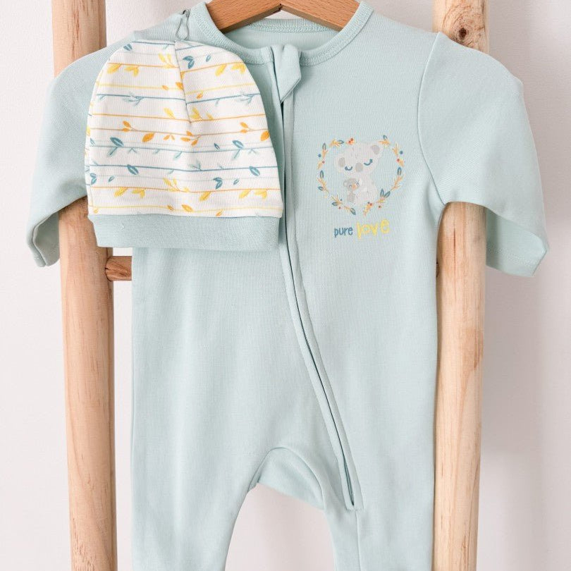 Salopeta bumbac albastru deschis cu ursuleti - Botez bebelusi