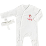 Salopeta fetite alba buchetel de flori - 2 piese - Botez bebelusi