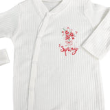 Salopeta fetite alba buchetel de flori - 2 piese - Botez bebelusi