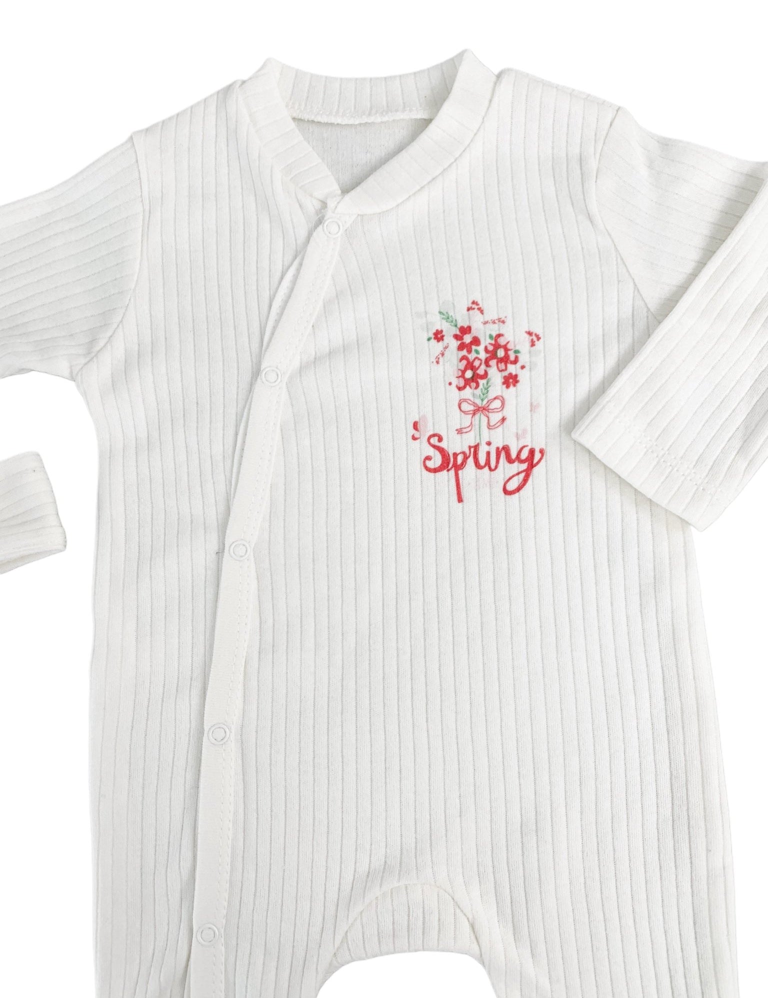 Salopeta fetite alba buchetel de flori - 2 piese - Botez bebelusi