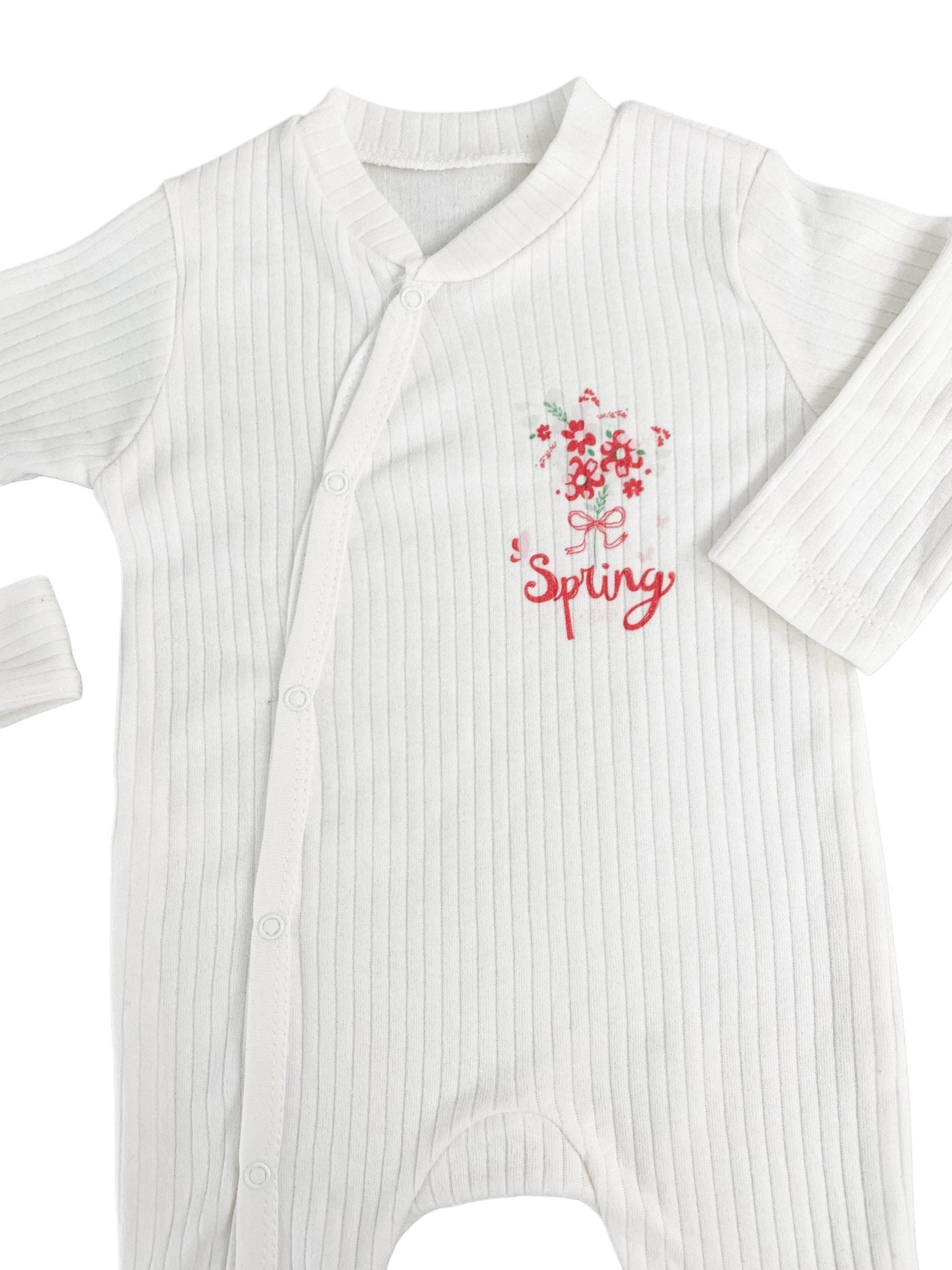 Salopeta fetite alba buchetel de flori - 2 piese - Botez bebelusi