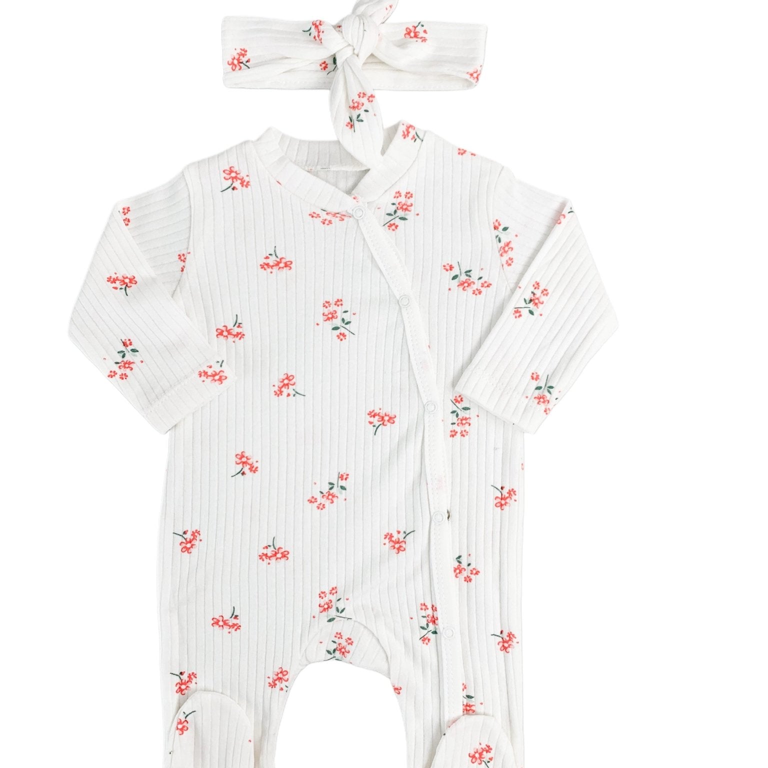 Salopeta fetite alba cu flori - 2 piese - Botez bebelusi