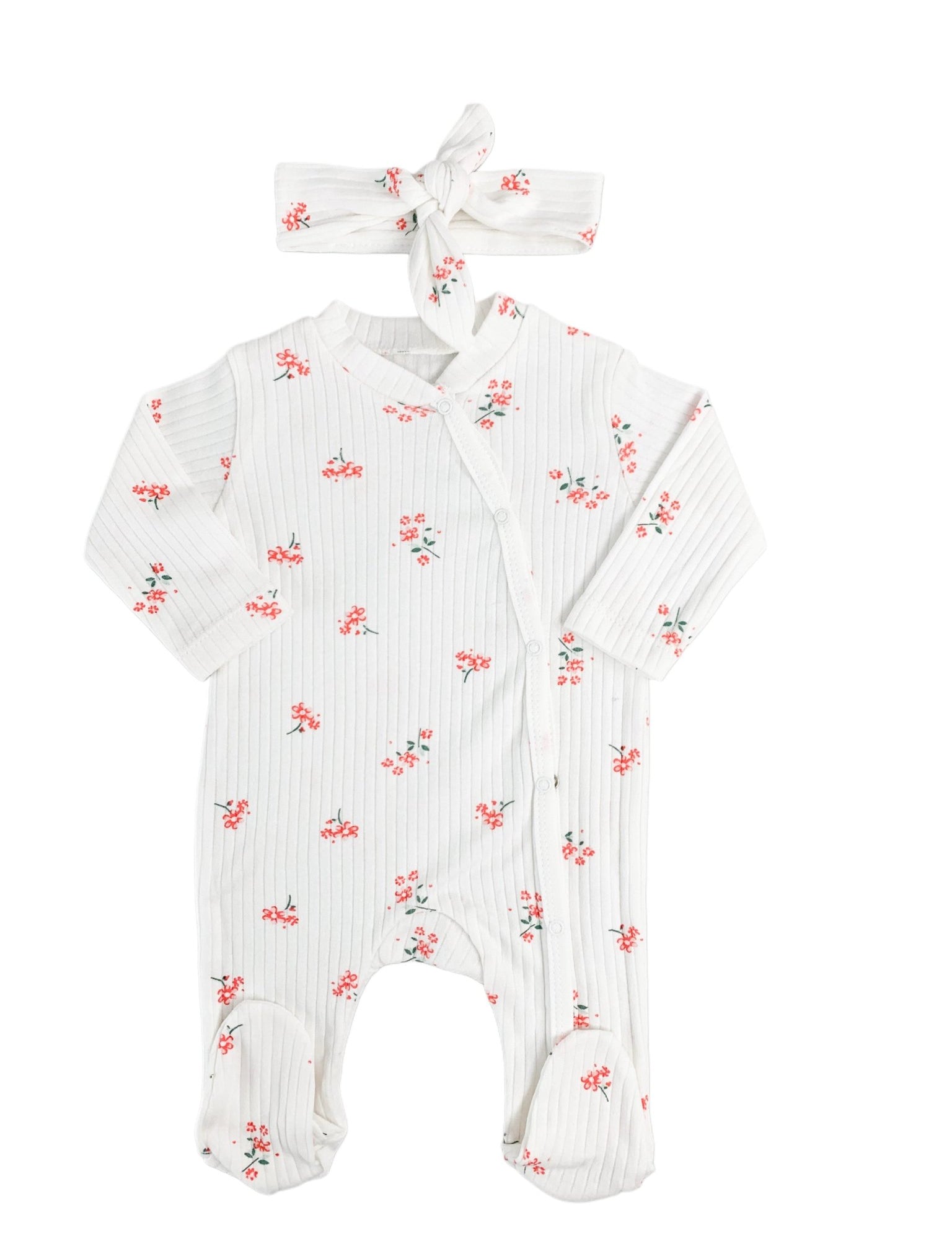 Salopeta fetite alba cu flori - 2 piese - Botez bebelusi