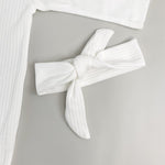 Salopeta fetite alba cu iepurasi - 2 piese - Botez bebelusi