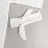 Salopeta fetite alba cu iepurasi - 2 piese - Botez bebelusi