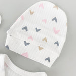 Salopeta fetite alba cu inimioare - 5 piese - Botez bebelusi