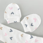 Salopeta fetite alba cu inimioare - 5 piese - Botez bebelusi