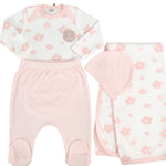 Salopeta fetite alba cu paturica - 4 piese - Botez bebelusi