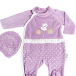 Salopeta fetite mov cu pisicuta - Botez bebelusi