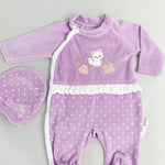 Salopeta fetite mov cu pisicuta - Botez bebelusi