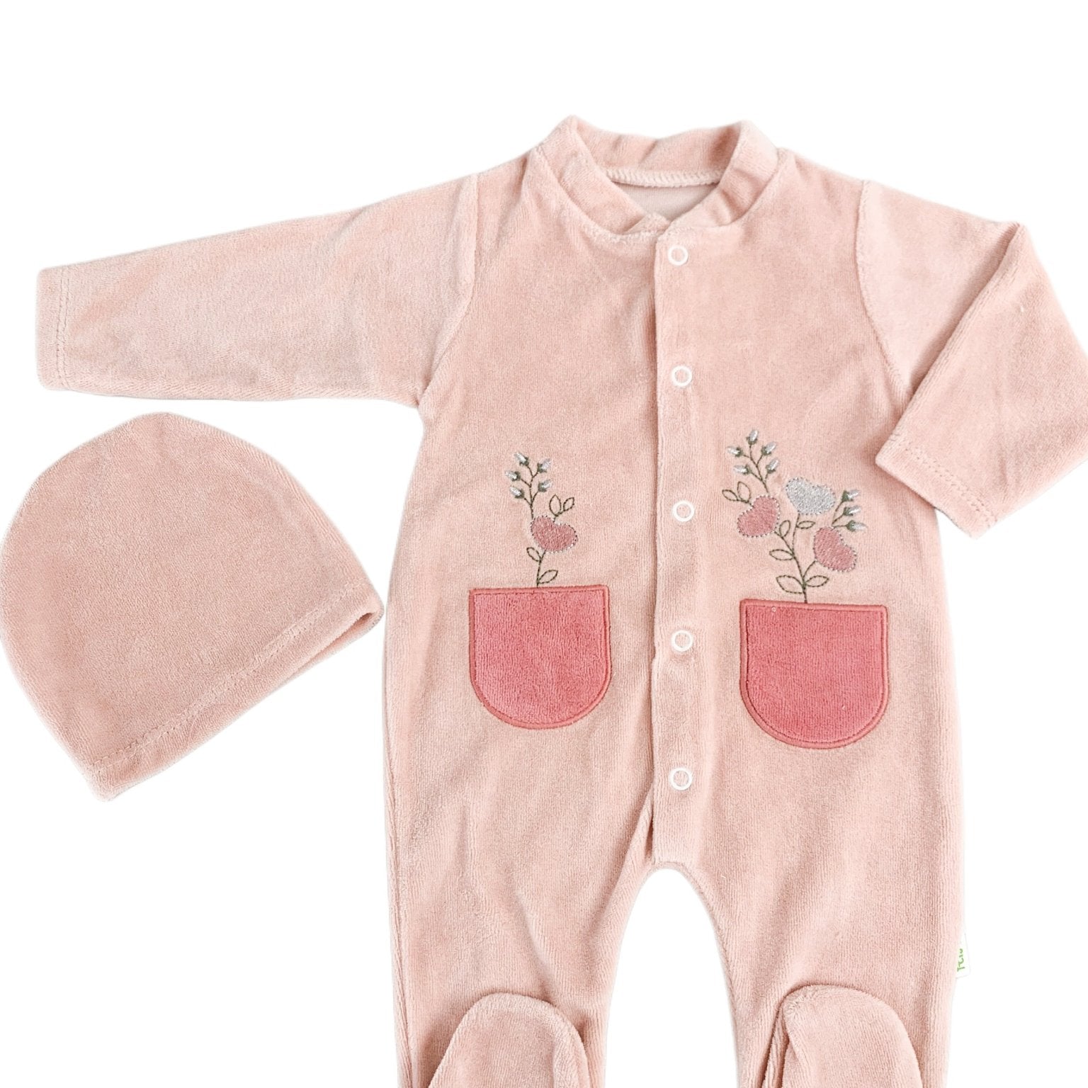 Salopeta fetite pufoasa cu flori - Botez bebelusi