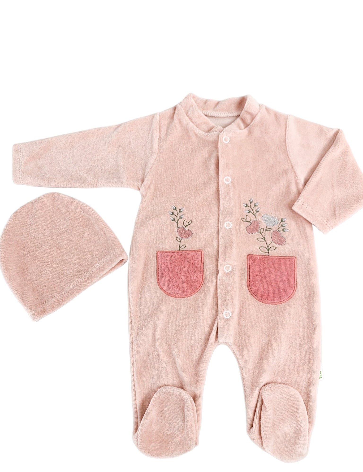 Salopeta fetite pufoasa cu flori - Botez bebelusi