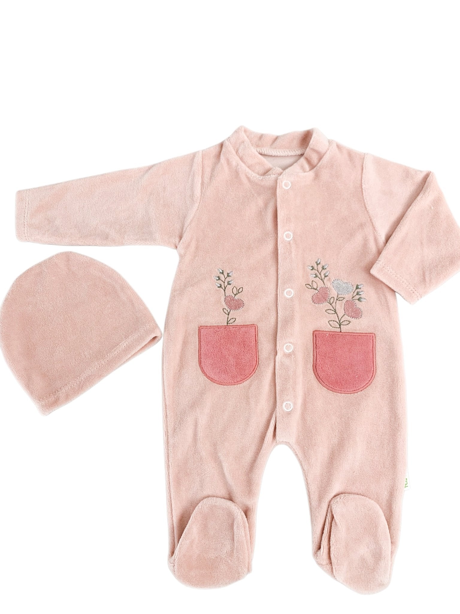 Salopeta fetite pufoasa cu flori - Botez bebelusi