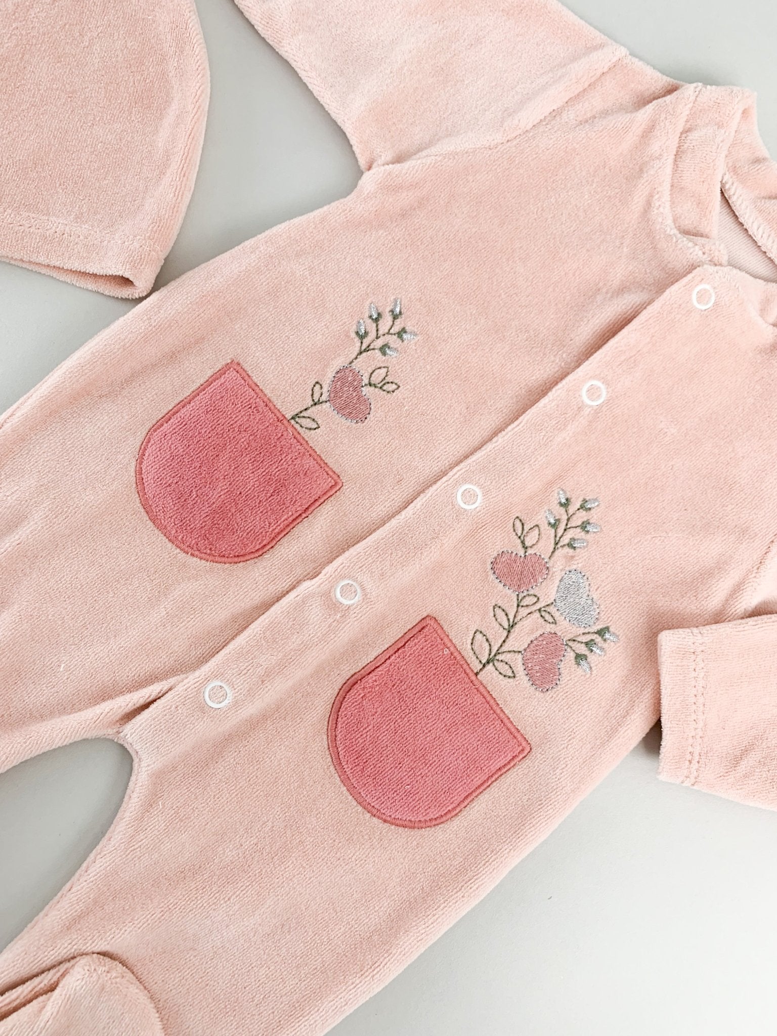 Salopeta fetite pufoasa cu flori - Botez bebelusi