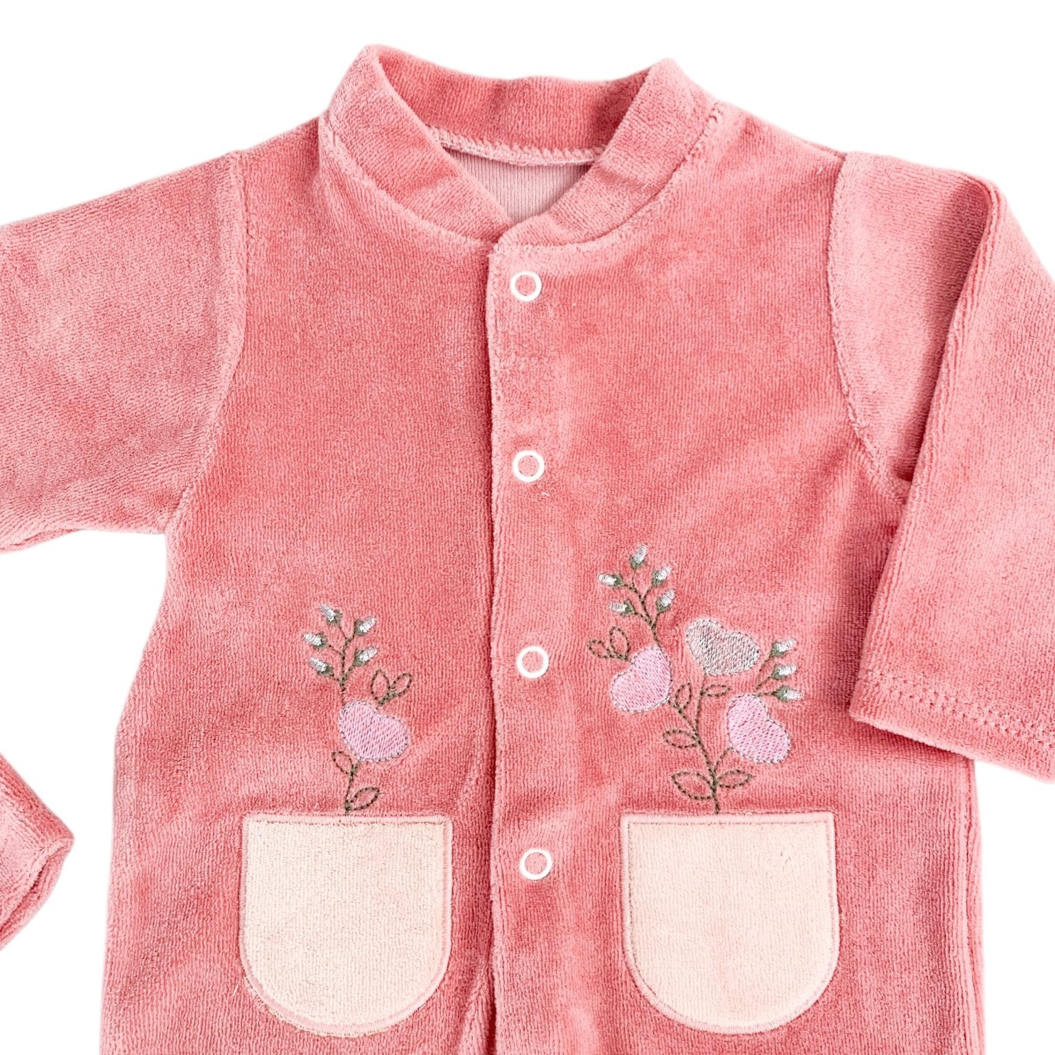 Salopeta fetite roz cu flori - Botez bebelusi