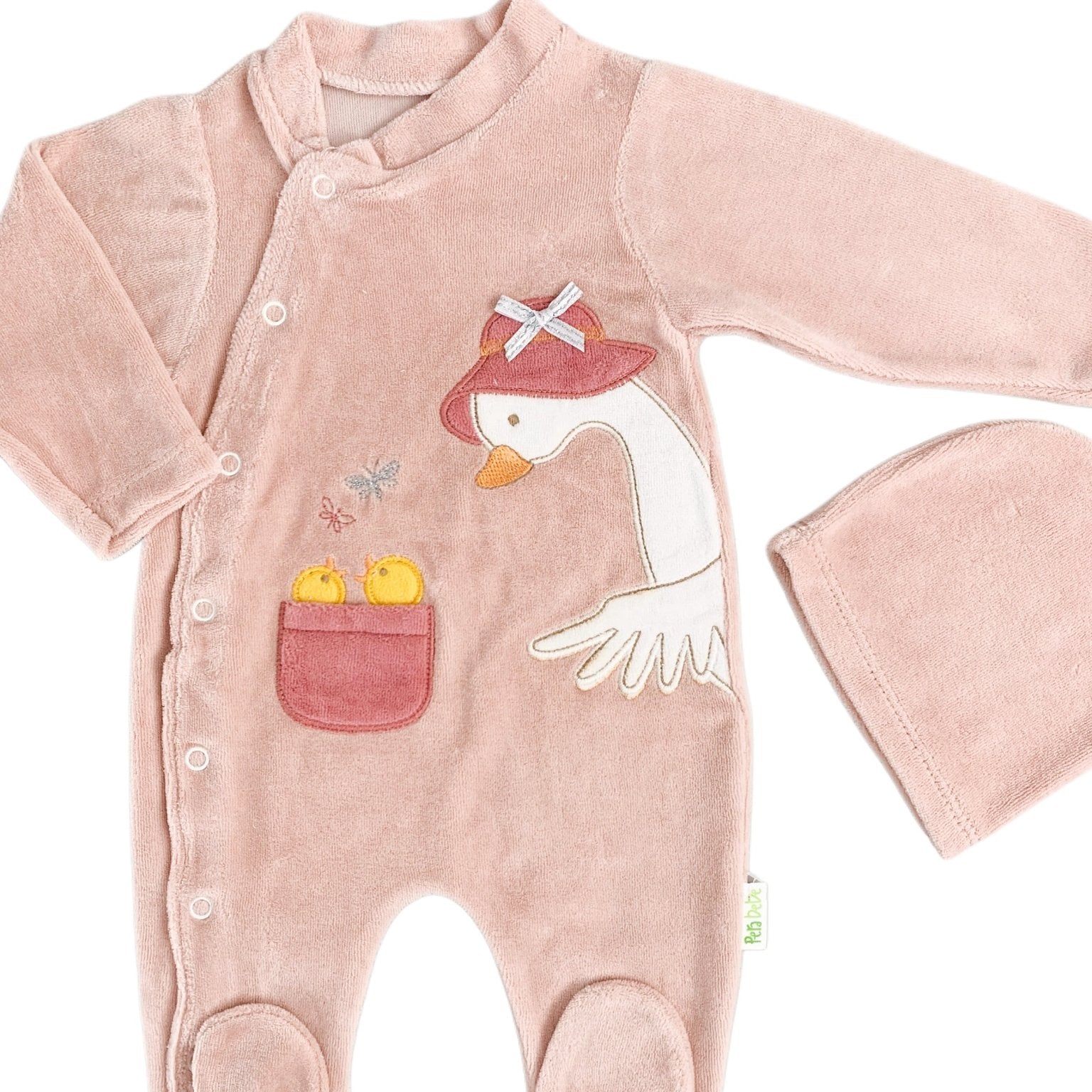 Salopeta fetite roz cu ratuste - Botez bebelusi