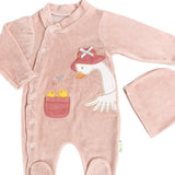 Salopeta fetite roz cu ratuste - Botez bebelusi