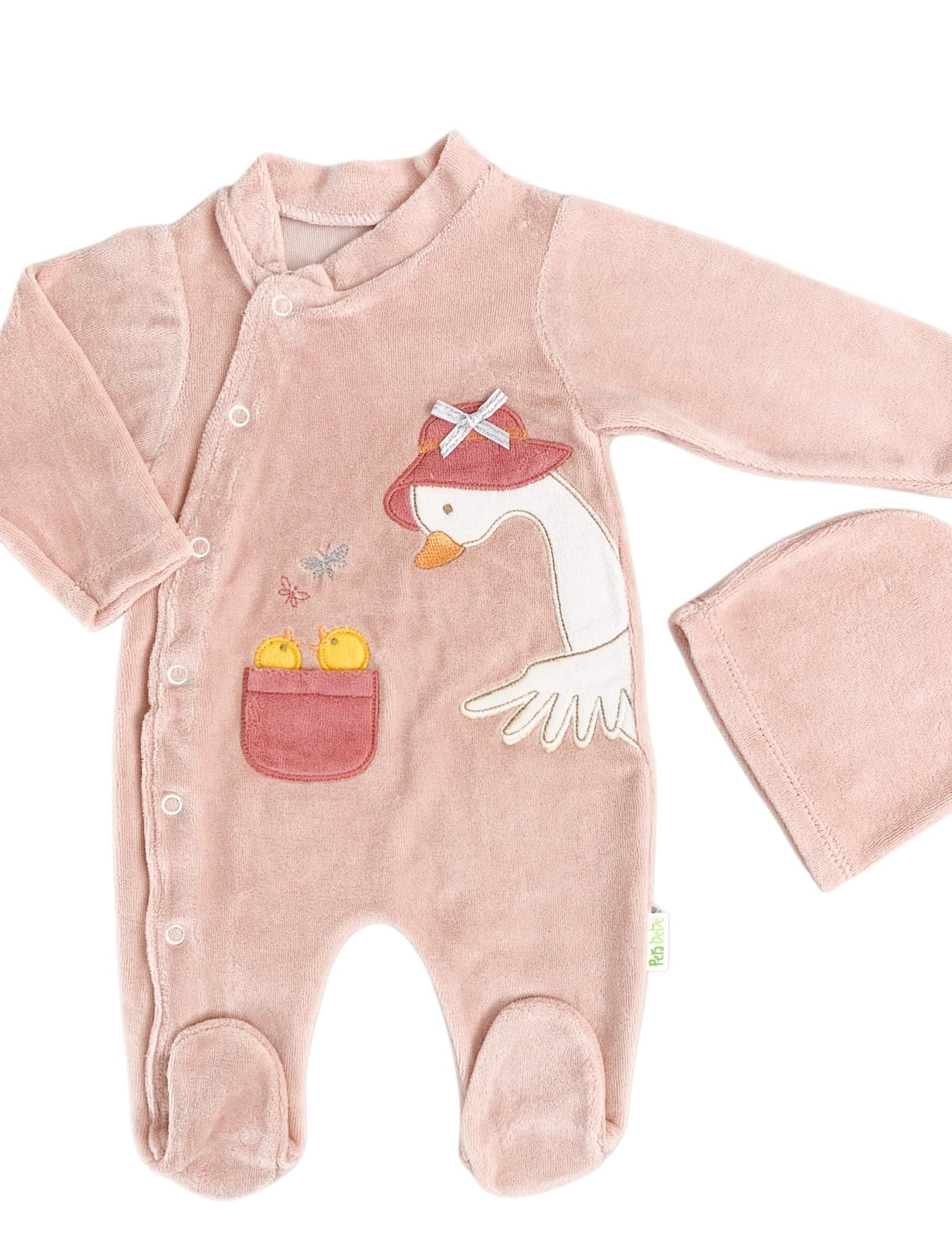 Salopeta fetite roz cu ratuste - Botez bebelusi