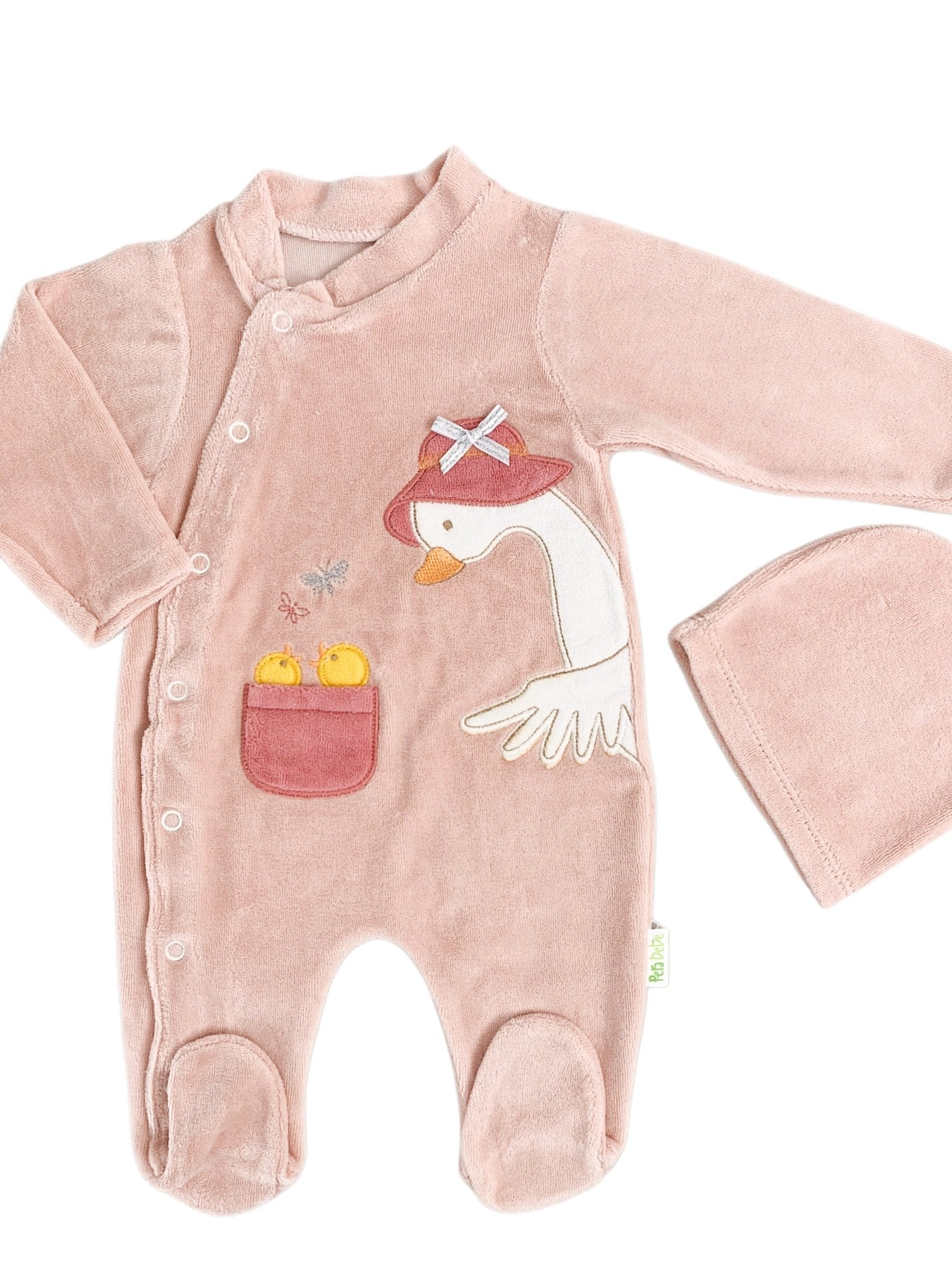 Salopeta fetite roz cu ratuste - Botez bebelusi