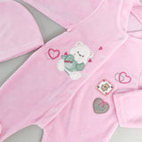 Salopeta fetite roz cu ursulet - Botez bebelusi