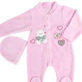 Salopeta fetite roz cu ursulet - Botez bebelusi