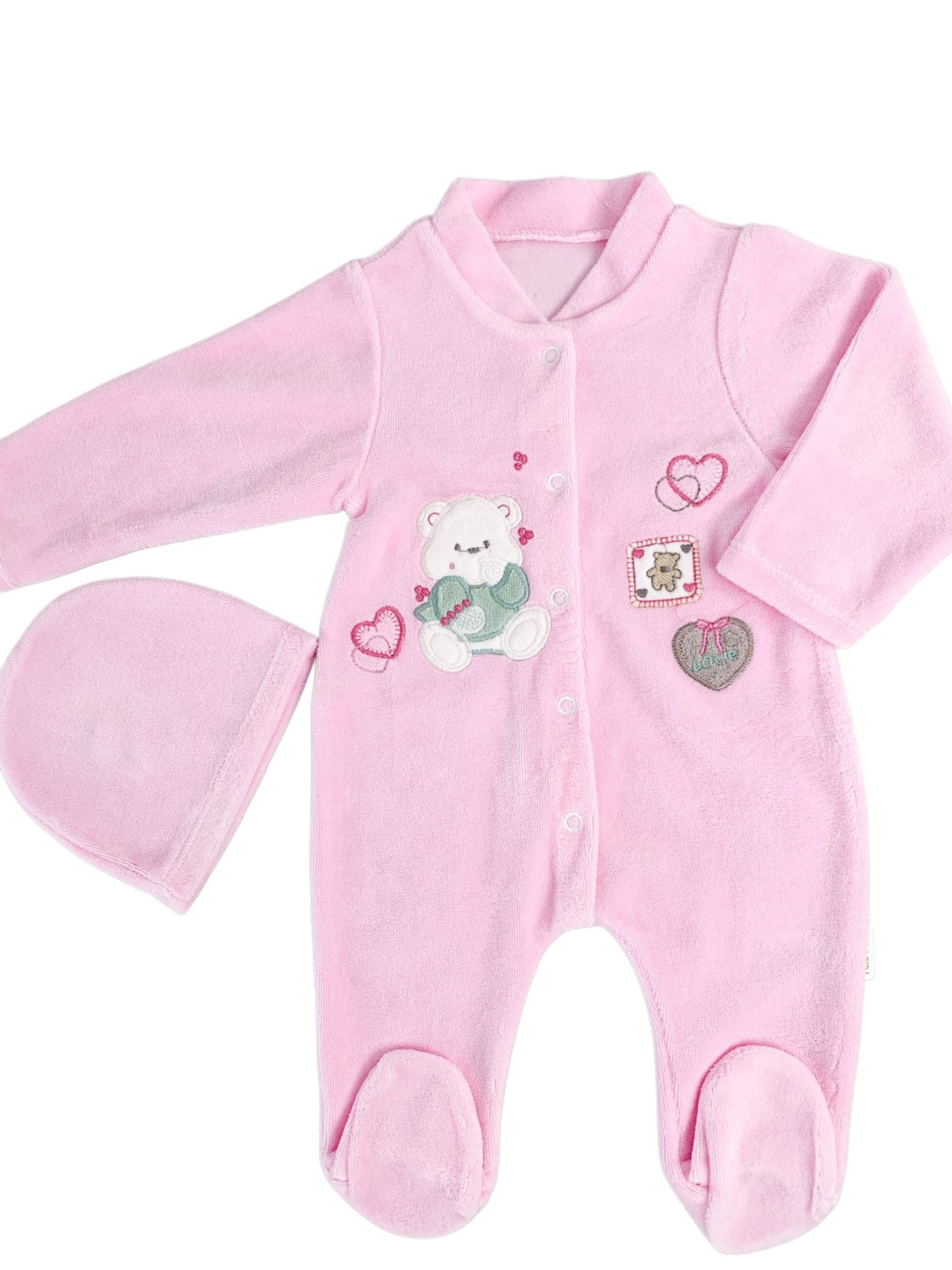 Salopeta fetite roz cu ursulet - Botez bebelusi
