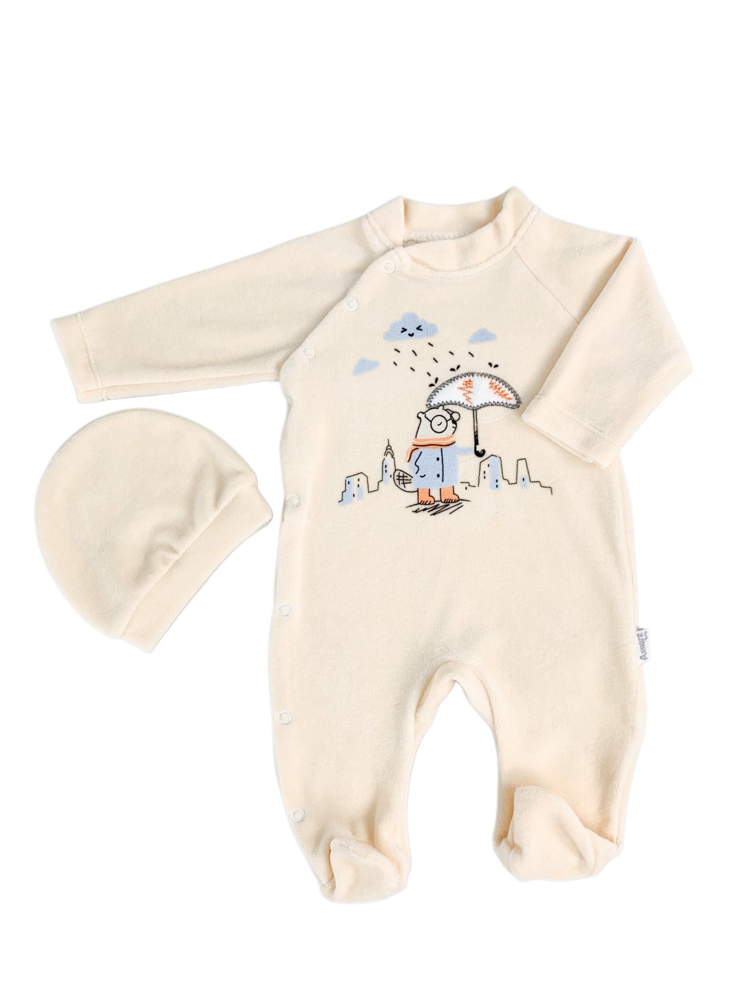 Salopeta galbena cu umbreluta si ploaie - Botez bebelusi