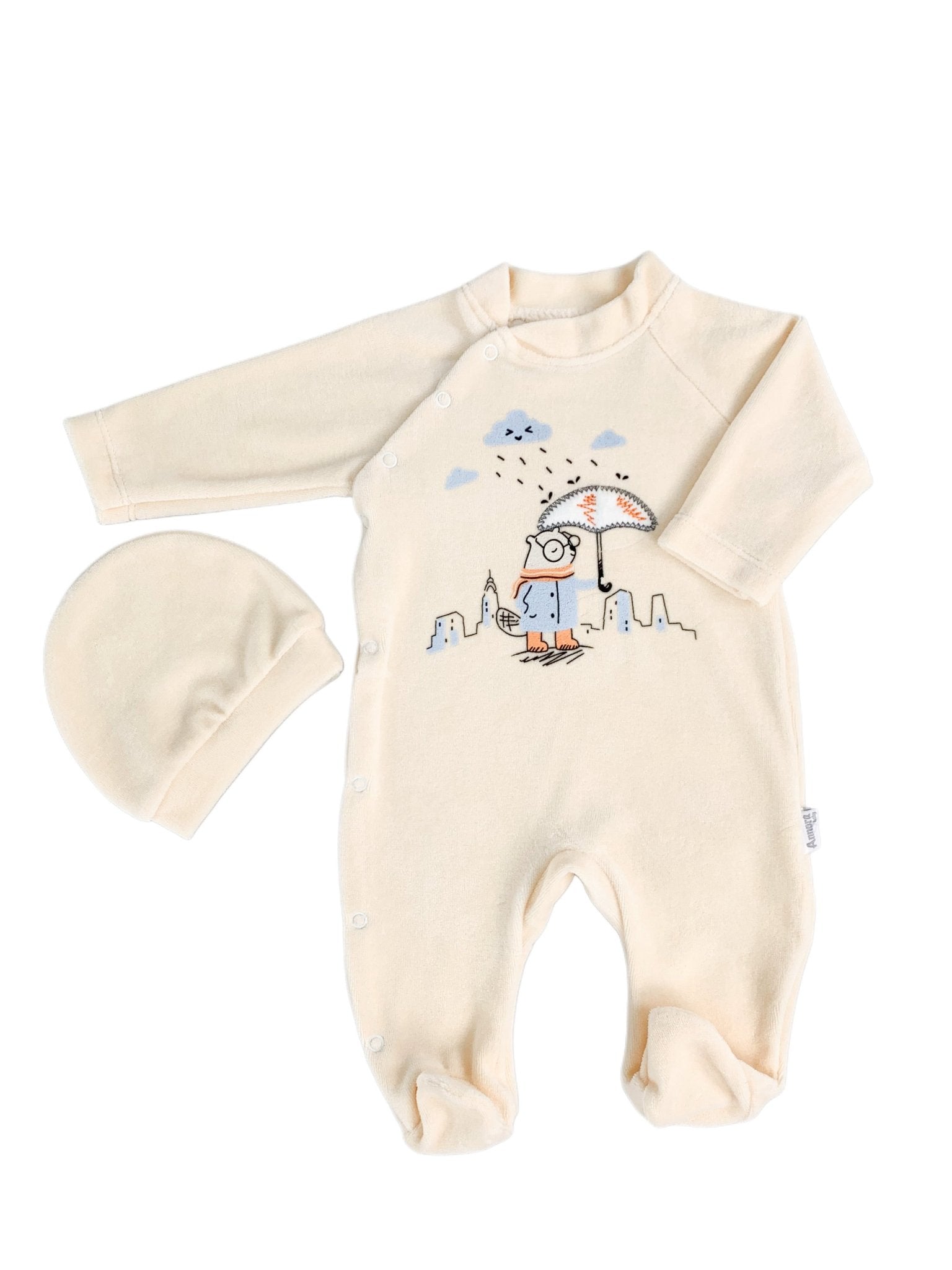 Salopeta galbena cu umbreluta si ploaie - Botez bebelusi