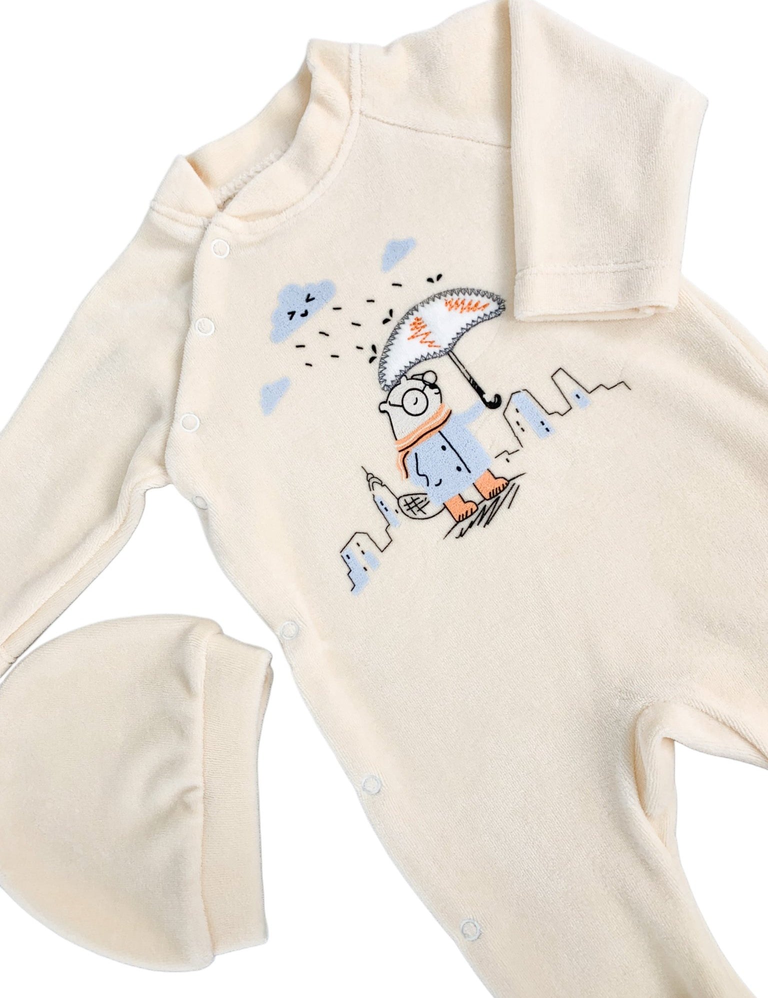 Salopeta galbena cu umbreluta si ploaie - Botez bebelusi