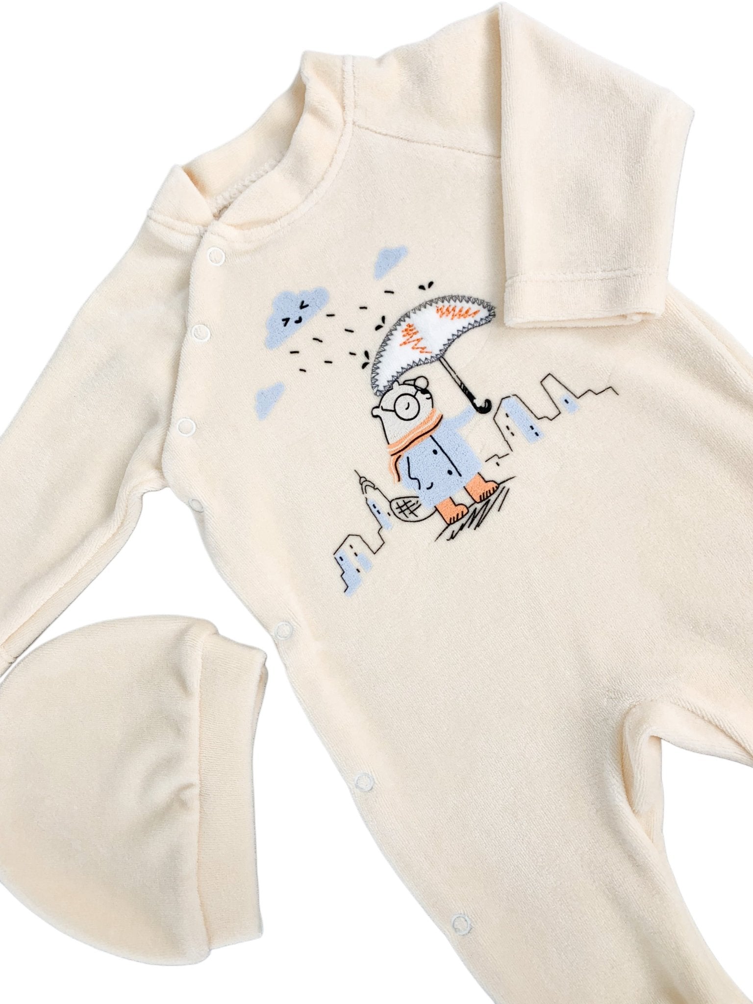 Salopeta galbena cu umbreluta si ploaie - Botez bebelusi