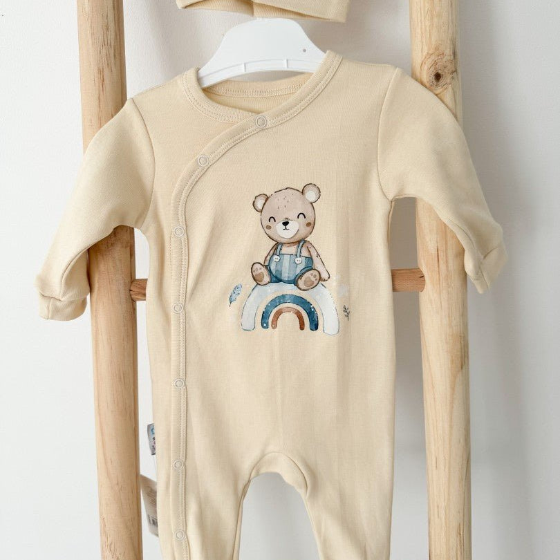 Salopeta ivoire cu ursulet - Botez bebelusi