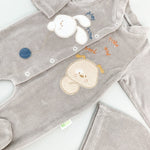 Salopeta maro pufoasa baiat cu catelus si iepuras - Botez bebelusi